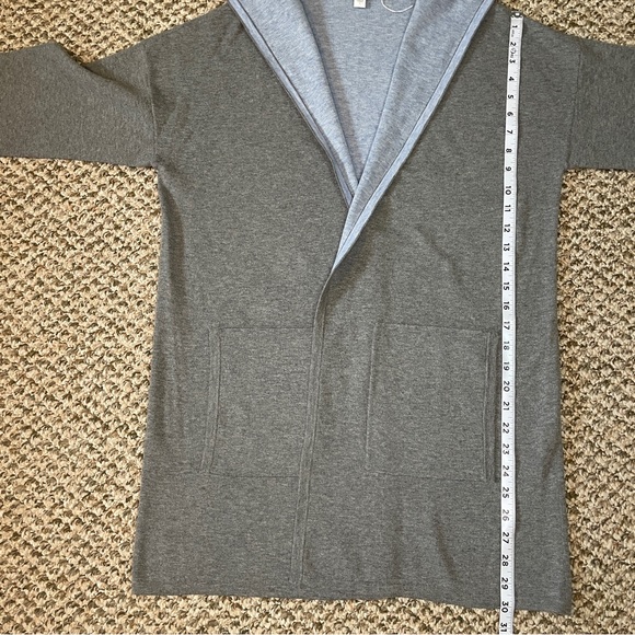 J. Jill Pure Jill Wool Blend Hooded Open Front Long Sleeve Cardigan - Light Gray - Picture 9 of 13
